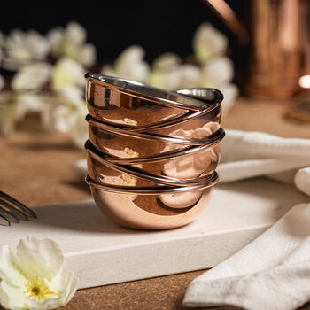 Set Of Six Copper Dipping Bowls With Tin Lining, 2 of 7