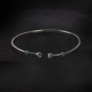 Silver Bangle With Moonstone And Turquoise Gemstones, 2 of 4
