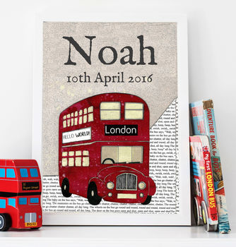 New Baby London Bus Nursery Print, 2 of 2