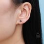 Sterling Silver Tiny Hydrangea Flower Cz Threader Earrings, thumbnail 5 of 12