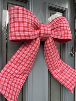 Pink And Red Gingham Door Bow, 4 of 5