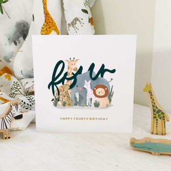 Safari Friends 4th Birthday Card, 2 of 2