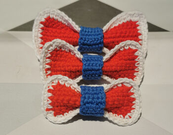 Hand Crocheted 100% Cotton Celebration Pet Bow Tie, 3 of 4