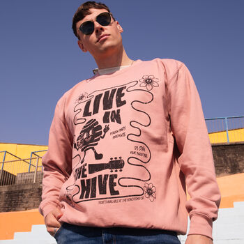 Live In The Hive Festival Sweatshirt In Dusty Pink, 2 of 3