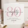 Pink 80th Birthday Card For Her, thumbnail 1 of 7