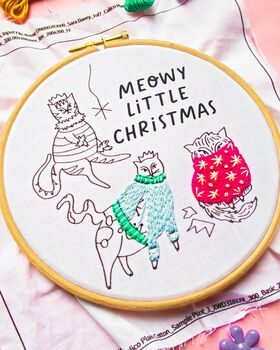 Christmas Cats Embroidery Kit, 3 of 4