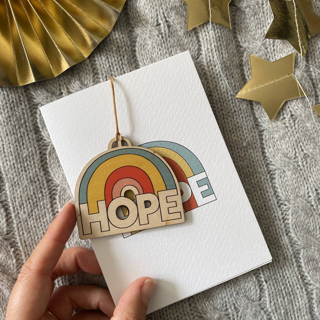 Hope Christmas Card With Removable Wooden Decoration, 1 of 3
