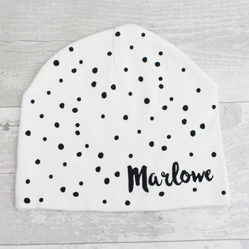 Personalised Dotty Baby Hat, 3 of 4