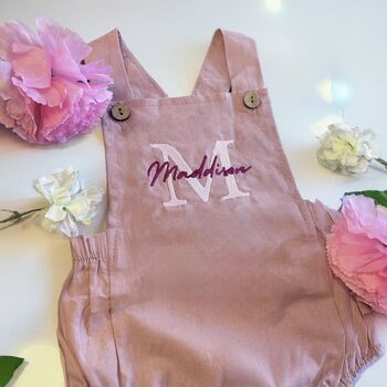 Personalised Embroidered Baby Dungaree Romper, 4 of 4