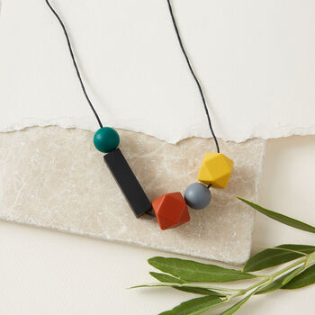 Mustard, Rust Black And Green Silicone Necklace, 2 of 5