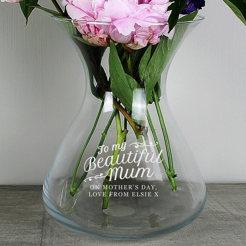 Personalised 'Beautiful Mum' Glass Vase By Blackdown Lifestyle
