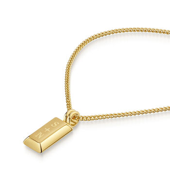 Small Ingot Men's Necklace 18 K Gold Plated Steel, 4 of 6