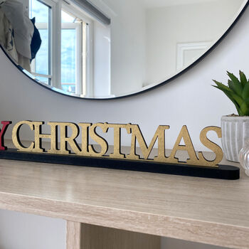 Merry Christmas Wooden Standing Sign With Stand, 5 of 6