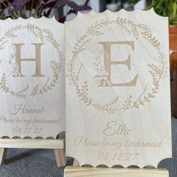 Personalised Wooden Please Be My Bridesmaid Engraved Garland Keepsake, 9 of 9