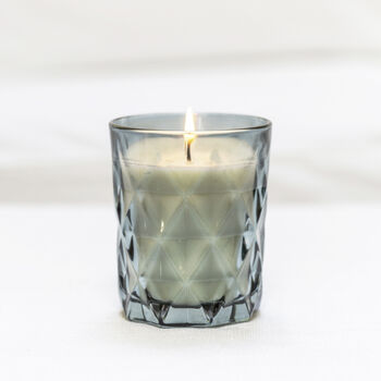 Fragrance Free Candle In Dusky Blue Glass, 2 of 5