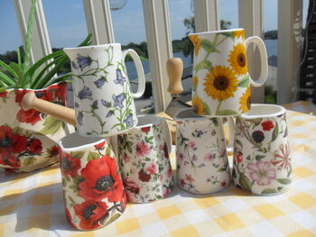 Set Of Six Cream Jugs In Assorted Floral Designs, 6 of 10
