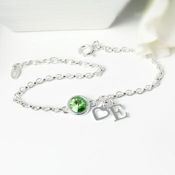 Belle Birthstone And Initial Bracelet Sterling Silver, 5 of 8