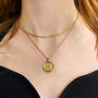 Gold Plated Engraved Coin Pendant Necklace, thumbnail 1 of 3