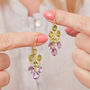 Amethyst Green Peridot Gold Plated Silver Drop Earrings, thumbnail 6 of 11