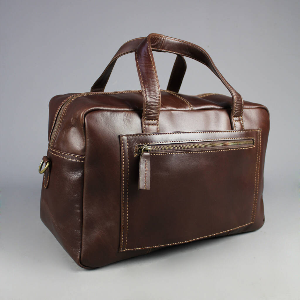 'Gilbert' Leather Trolley Sleeve Weekend Bag By Vintage Child