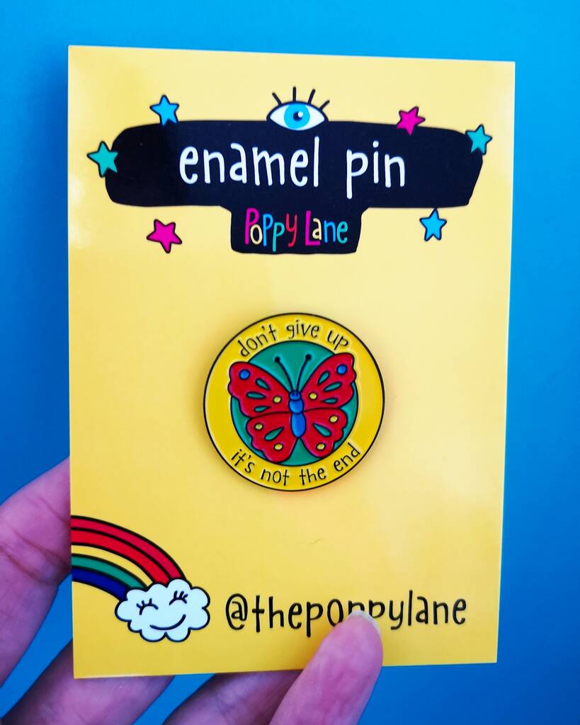 Don't Give Up Butterfly Enamel Pin, 1 of 2