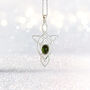 Genuine Green Tourmaline Celtic Knot Necklace In Silver, thumbnail 2 of 10