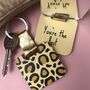 Personalised Leopard Print Wooden Keyring, thumbnail 3 of 6