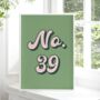 Retro House Number Print Colourful Wall Art, thumbnail 1 of 5