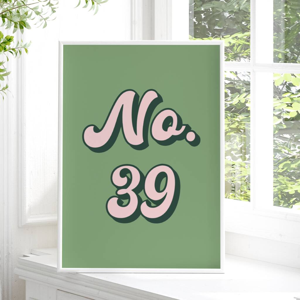 Retro House Number Print Colourful Wall Art By Lovette Design