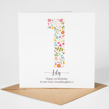 Floral Fun Personalised 1st Birthday Card, 3 of 5