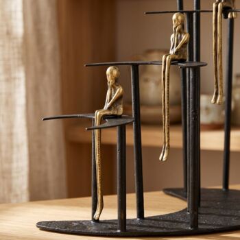Abstract Seated Figures Brass And Black Decorative Art, 4 of 6