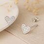 Sterling Silver Cubic Zirconia Heart Stud Earrings, thumbnail 1 of 9