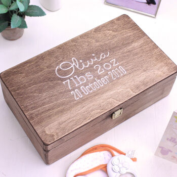 Personalised Carved Antiqued Christening Memory Box, 4 of 5