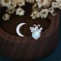 Sterling Silver Firefly And Moon Stud Earrings, thumbnail 3 of 9