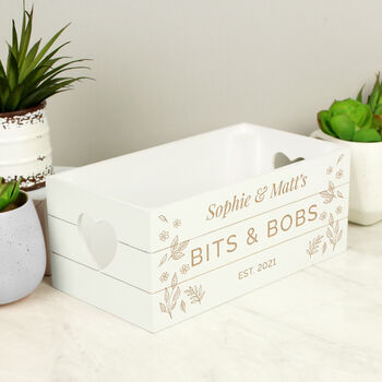 Personalised Text White Wooden Crate Organiser, 3 of 6