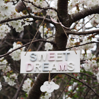 Sweet Dreams Nursery Sign Door Plaque With Sleepy Cloud, 2 of 3