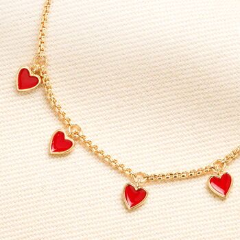 Enamel Heart Charm Bracelet In Gold, 3 of 3
