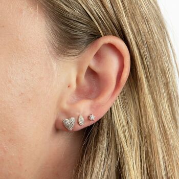 Mini 9ct White Gold Diamond Star Stud Earrings, 3 of 8