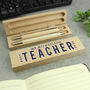 Personalised Best Teacher Wooden Pen And Pencil Set, thumbnail 3 of 4