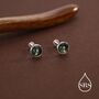 5mm Natural Moss Agate 16 G Flat Back Earrings In Sterling Silver, thumbnail 6 of 11