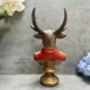 19cm Red Gentleman Stag Bust Ornament – Regal Deer Suit Figurine, thumbnail 5 of 12
