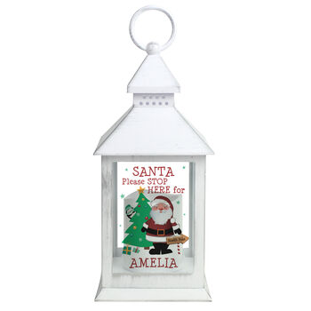 Personalised Santa Stop Here White Lantern, 4 of 4