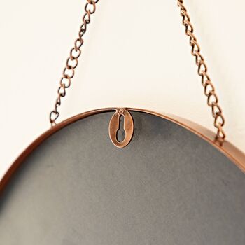 Round Antique Copper Hanging Chain Wall Mirror, 7 of 9