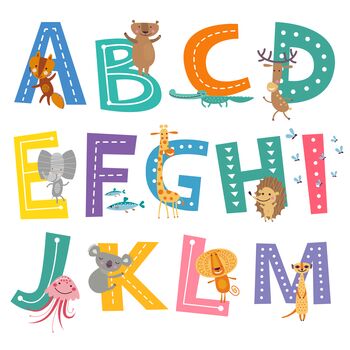 Kids Animal Alphabet Initial Art Print, 7 of 11