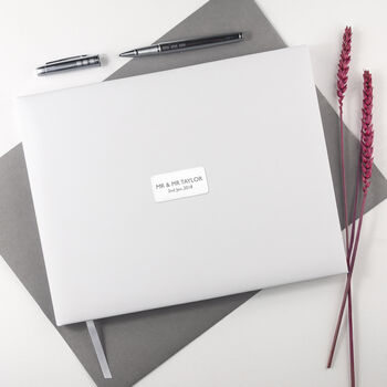 Personalised Luxury White Leather Wedding Guest Book, 2 of 12