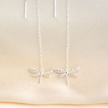 Sterling Silver Cz Dragonfly Threader Earrings, 5 of 9