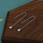 Sterling Silver Cz Droplet Threader Earrings, thumbnail 4 of 11