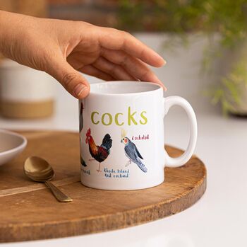 Set Of Four Bird Mugs: Tits, Boobies, Cocks And Peckers, 6 of 10