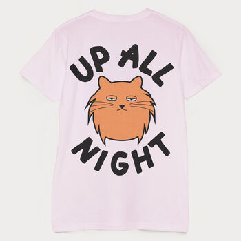 Up All Night Men's Cat Slogan T Shirt, 5 of 6