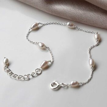 Sterling Silver Dew Drop Pearl Bracelet, 3 of 5